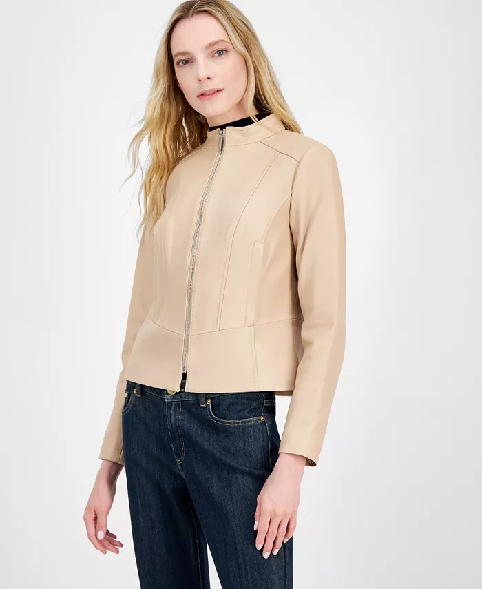 

Женская кожаная куртка на молнии Michael Kors, черный