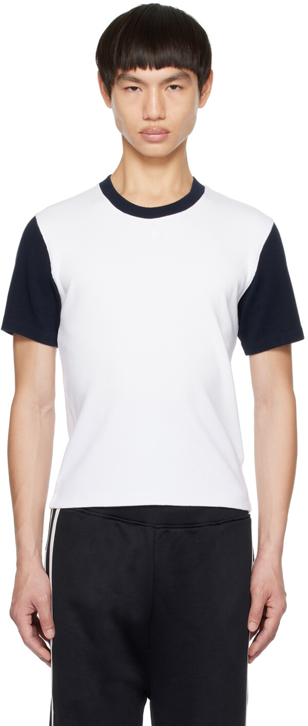

Белая футболка Ami de Cœur AMI Paris, White/Nautic blue