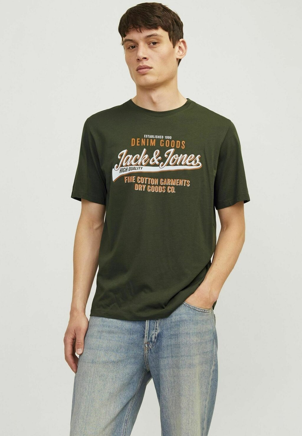 

Футболка с принтом LOGO RUNDHALS Jack & Jones, темно-зеленый