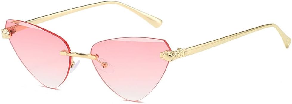 

Модные солнцезащитные очки треугольной формы «кошачий глаз» для женщин, роскошные, без оправы, черные, элегантные, стильные, с защитой от УФ-излучения UV400 TKKTLLT, Gold Gradient Pink