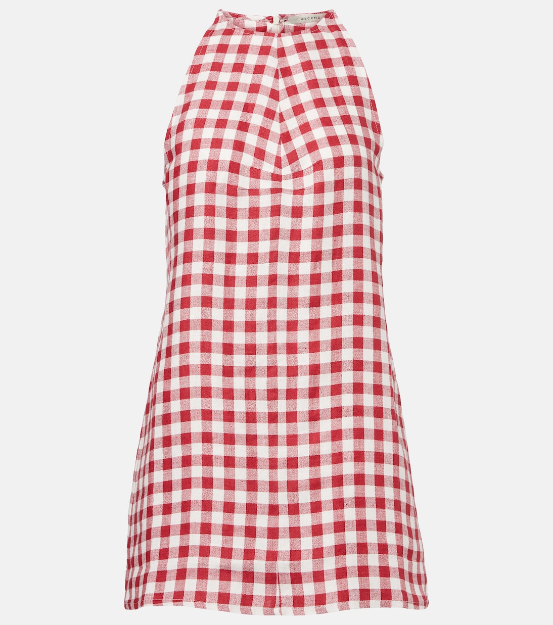 

Антикварное мини-платье из льна в клетку Asceno, Red Ecru Check
