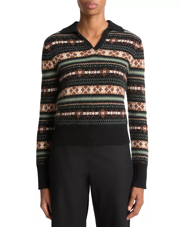 

Кашемировый поло-свитер с узором «фэр-айл» Vince, мультиколор