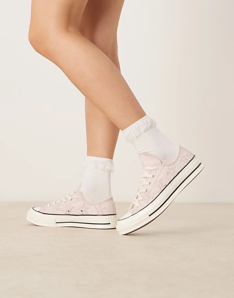 Кроссовки Converse Chuck 70 Ox с вышитыми звездами розового цвета