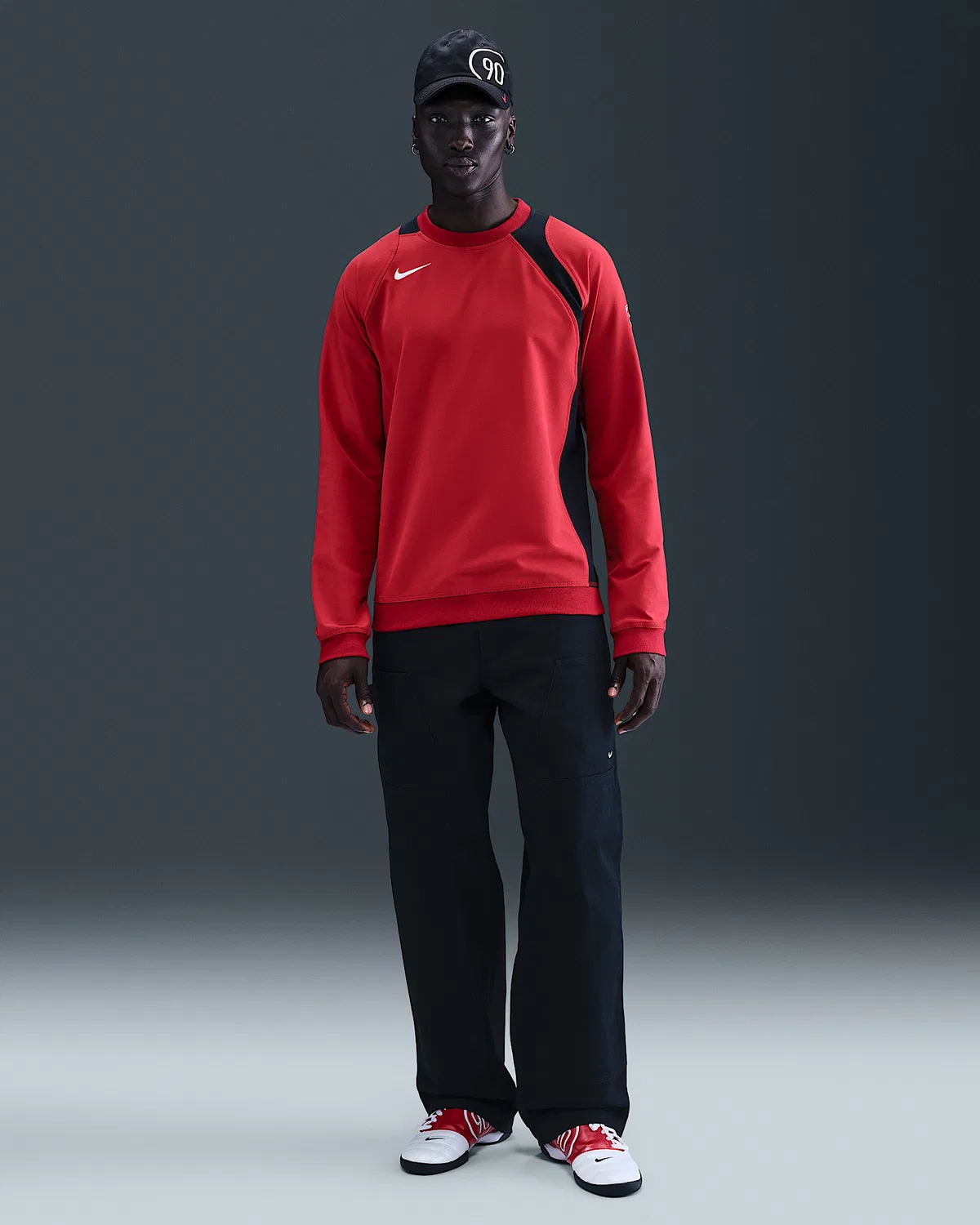 Мужская футболка Nike Total 90 Repel с круглым вырезом, Gym Red/Black/Sail — фото 4