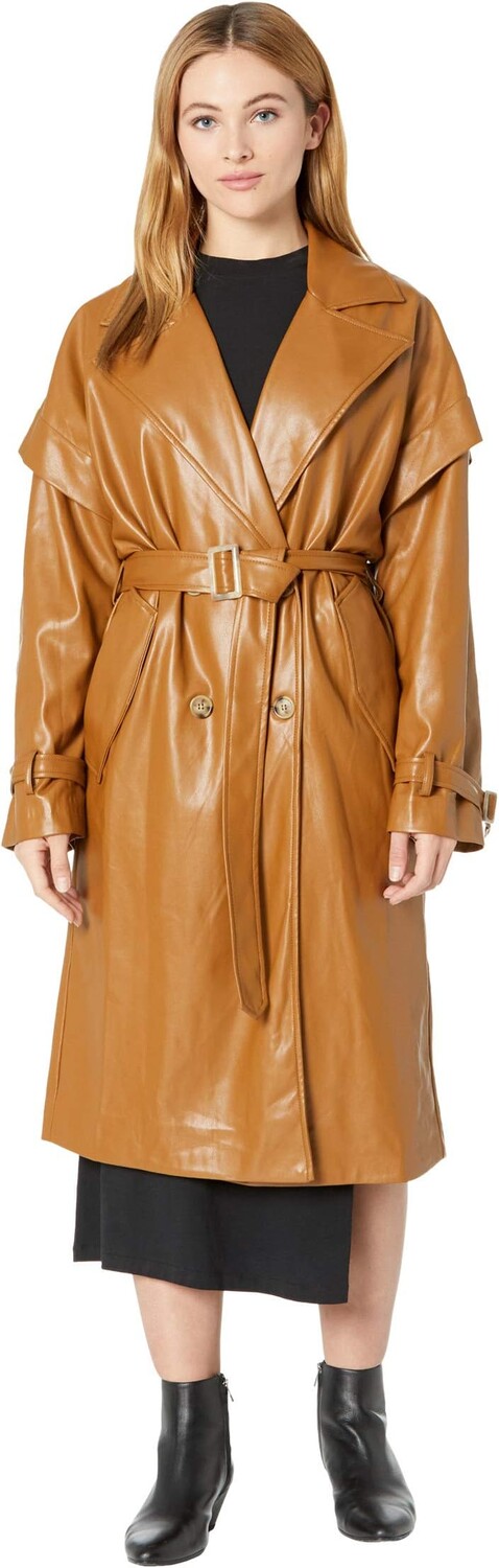 Пальто APPARIS Natalia Vegan Leather Trench Coat, кэмел
