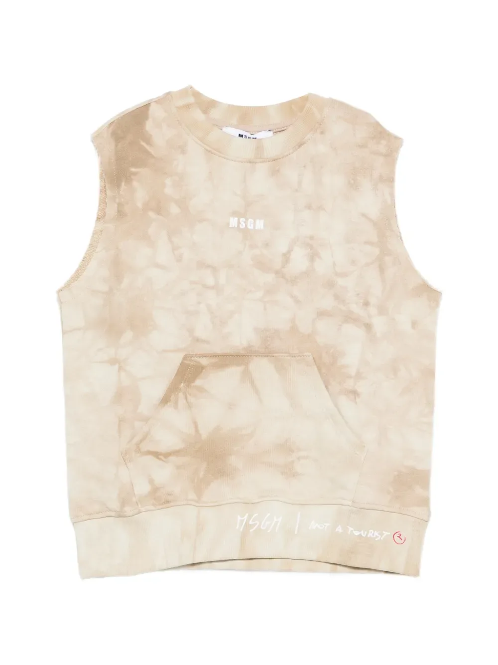 

Толстовка с карманом-кенгуру и эффектом тай-дай Msgm Kids, бежевый