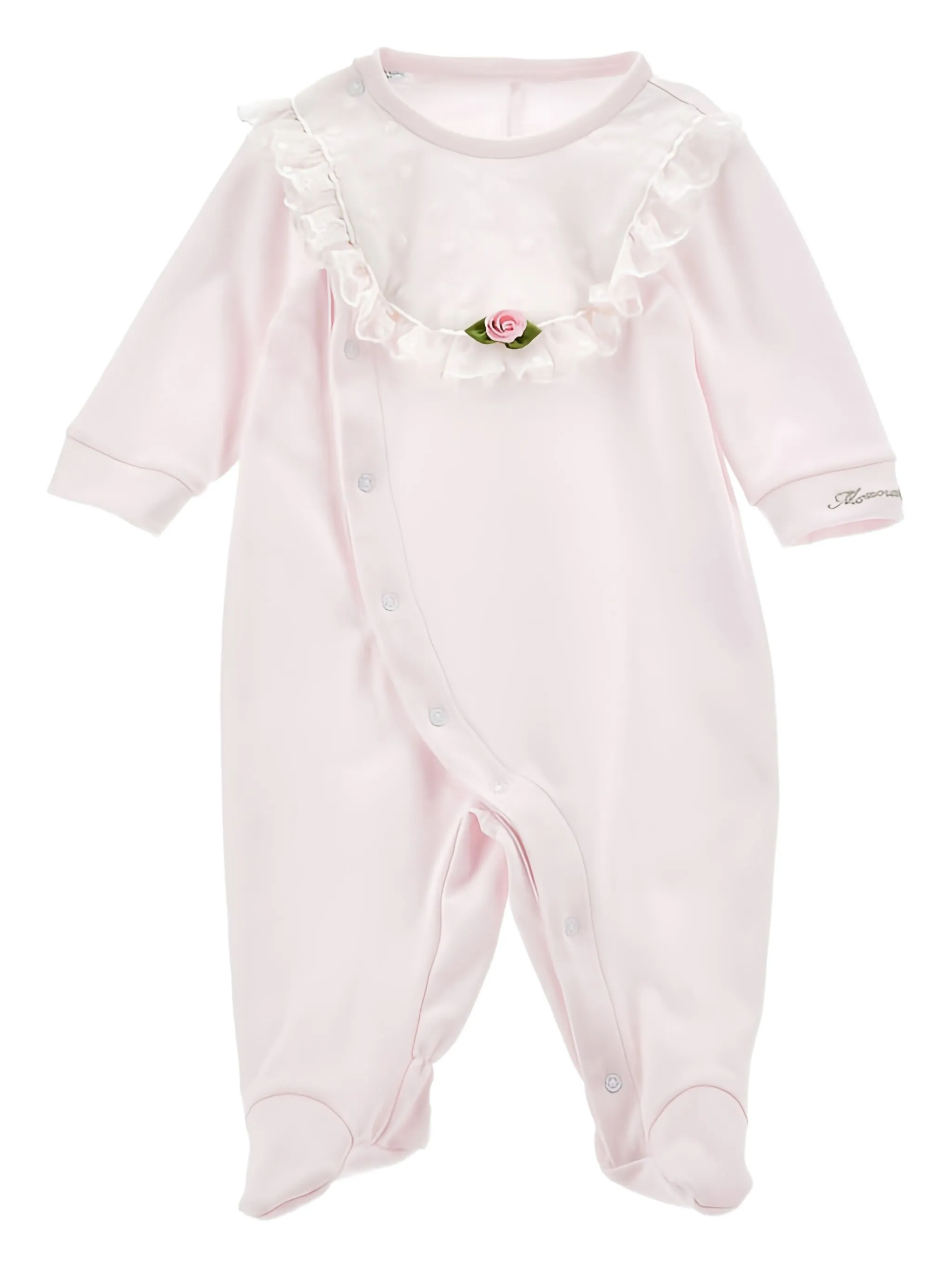 

Пижама с оборками и цветочной аппликацией Monnalisa, розовый