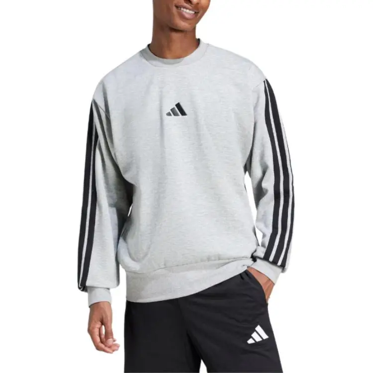 Толстовка Essentials 3 Stripes из флиса Adidas, medium серый (comes with 3 pairs of adidas socks) — фото 3