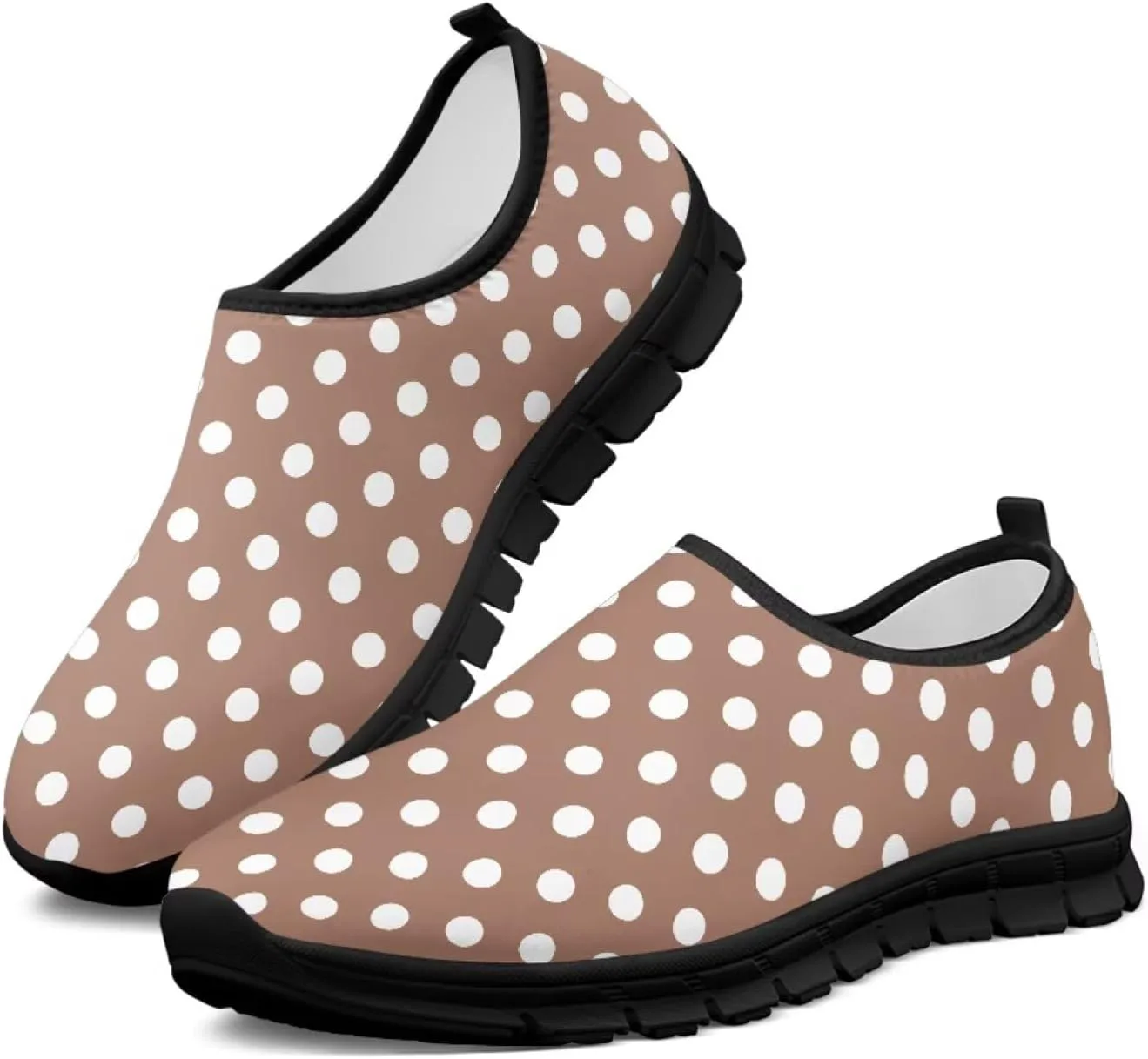 Женские кроссовки Howilath Slip on, дышащие повседневные лоферы для бега, удобная обувь без шнурков с противоскользящей подошвой, белый/коричневый