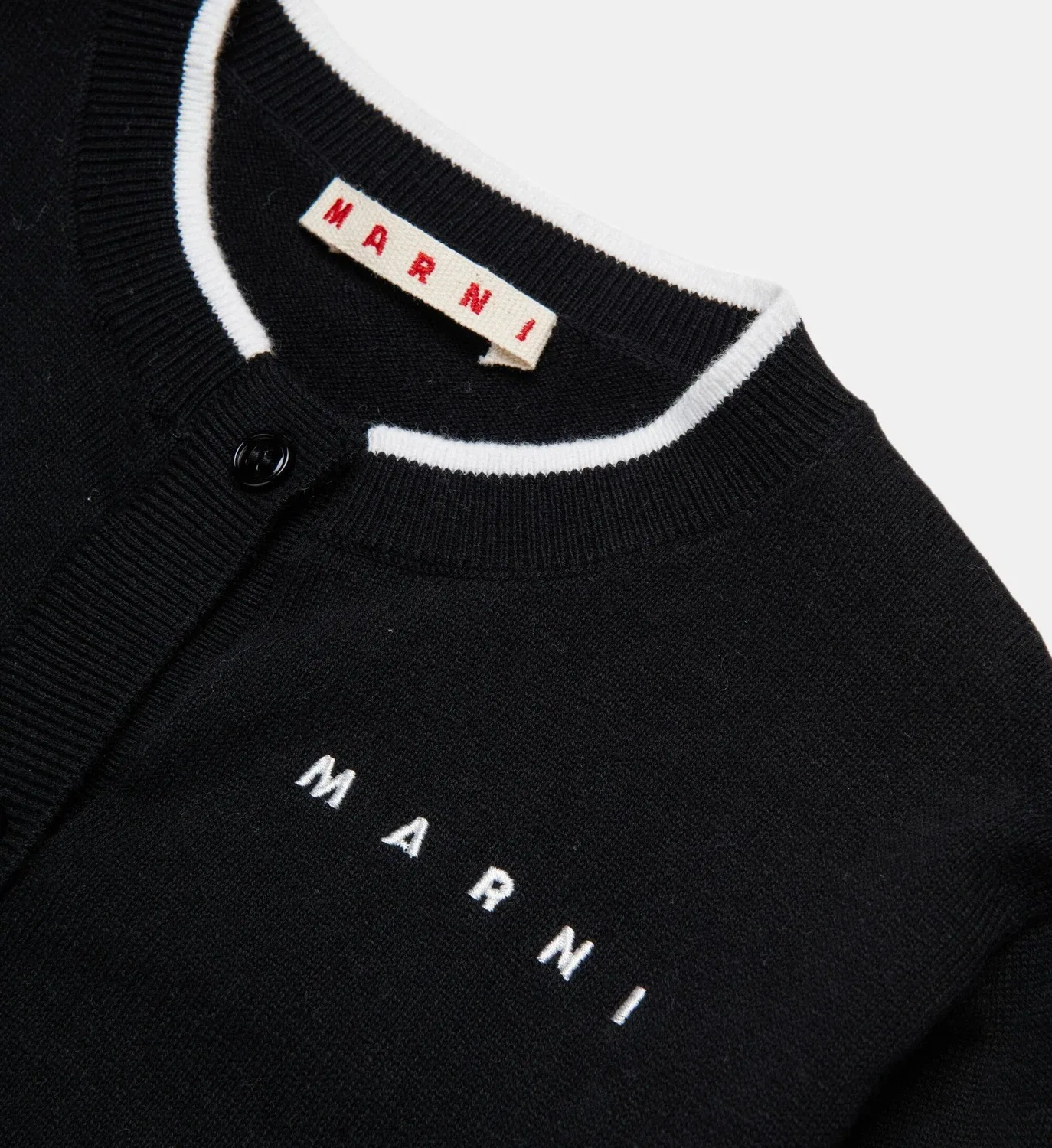 Кардиган с круглым вырезом и логотипом Marni, черный — фото 3