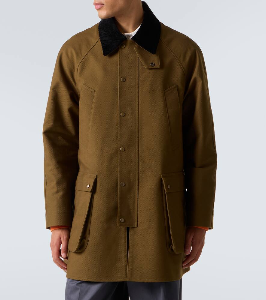 Хлопковое пальто с отделкой из вельвета Loewe, Khaki Green — фото 3