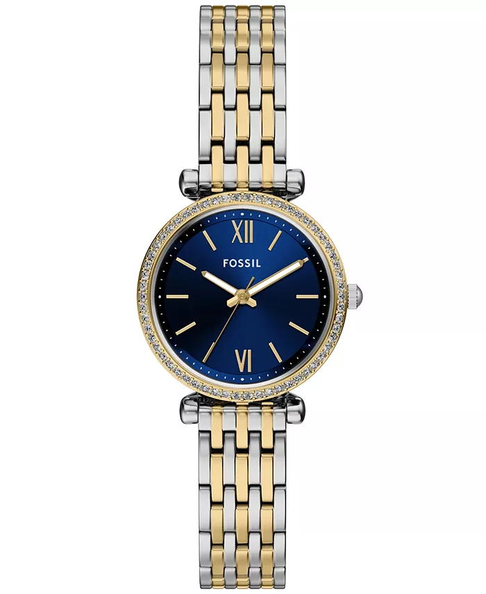 

Женские часы Carlie с тремя стрелками и двухцветным корпусом из нержавеющей стали, 28 мм Fossil