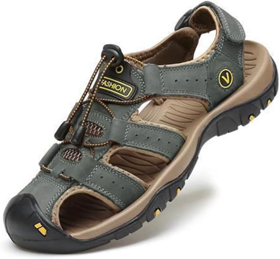 

Rojeam Мужские повседневные сандалии для ходьбы с закрытым носком, пляжная обувь, спортивные уличные сандалии, летние сандалии для походов и треккинга, зеленый