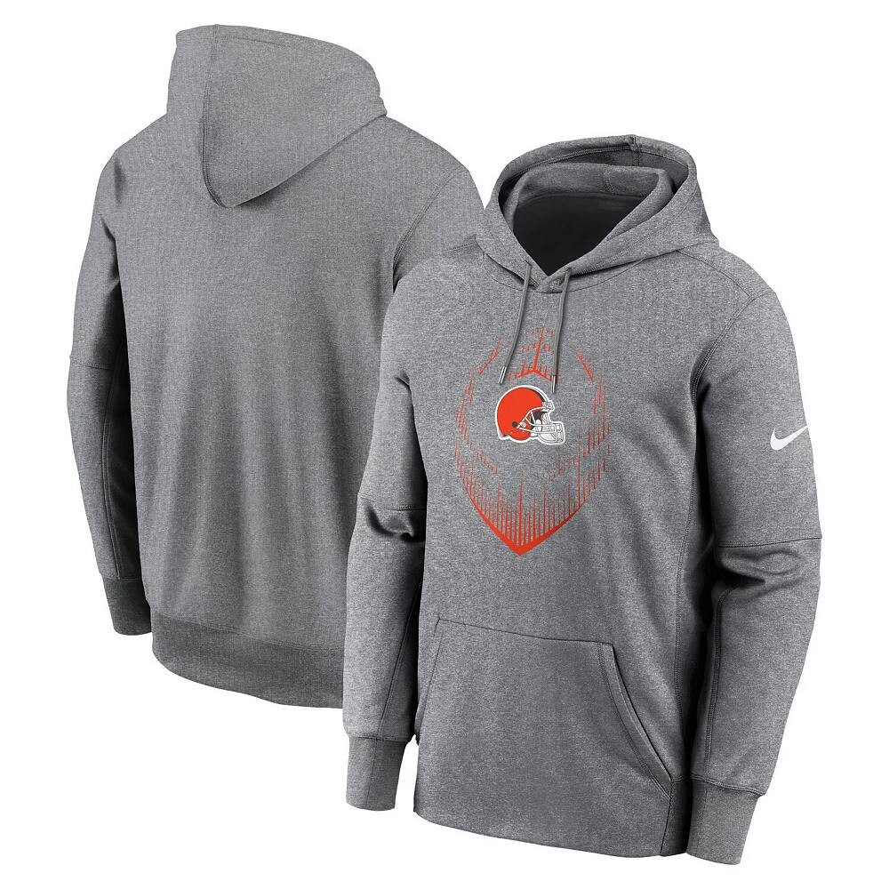 Мужской пуловер с капюшоном Nike Heather Grey Cleveland Browns Icon Performance, цвет Brn Grey — фото 2