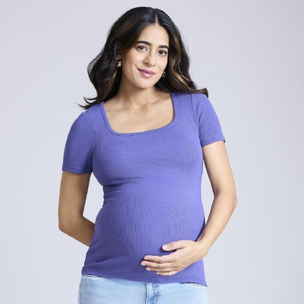 

Топ для беременных с квадратным вырезом и короткими рукавами Motherhood, цвет skipper blue