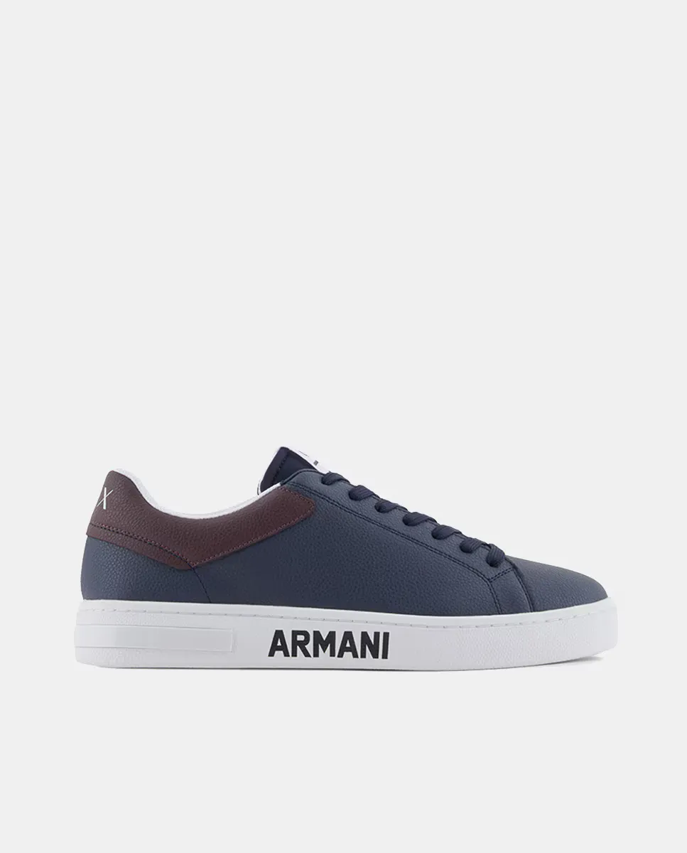 

Мужские кожаные кроссовки с логотипом сбоку Armani Exchange, темно-синий