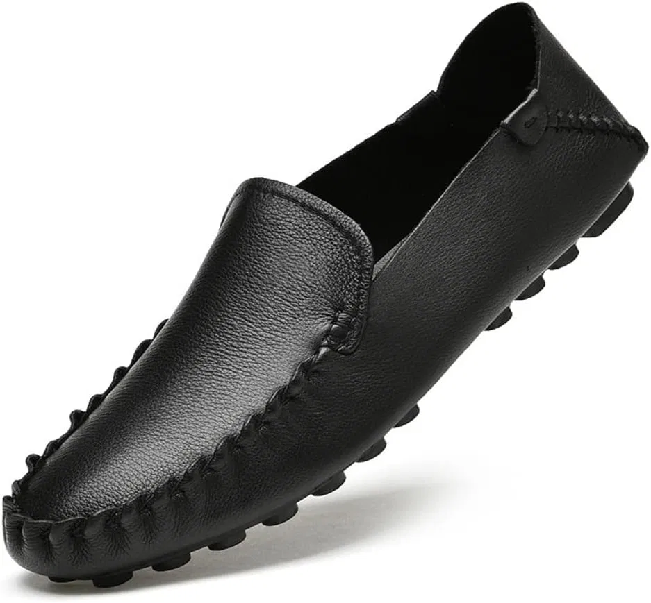 Мужские лоферы, кожа, модель Loafers Driving Moccasins, черный
