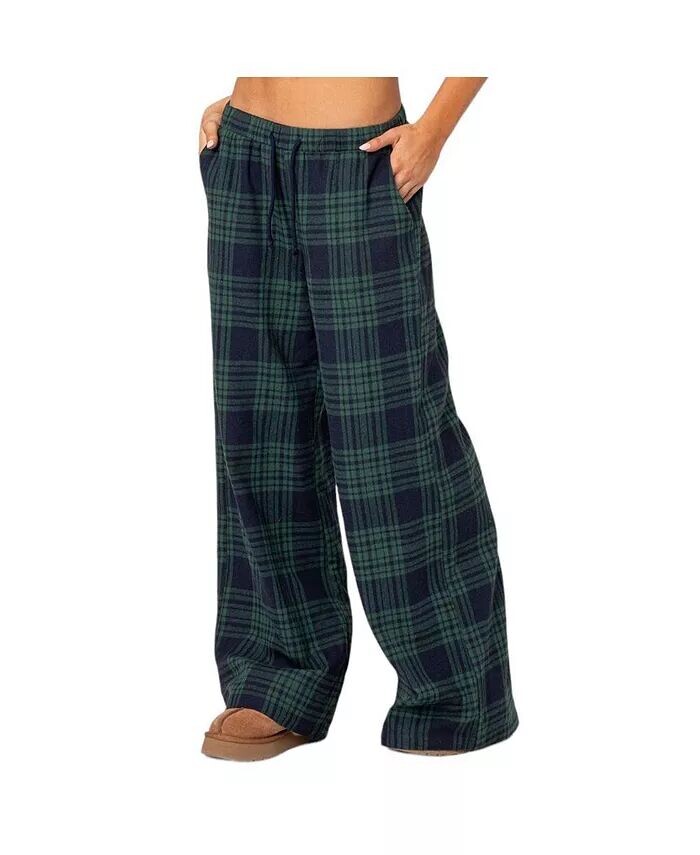 

Женские широкие брюки Lounge Around Plaid Edikted, синий