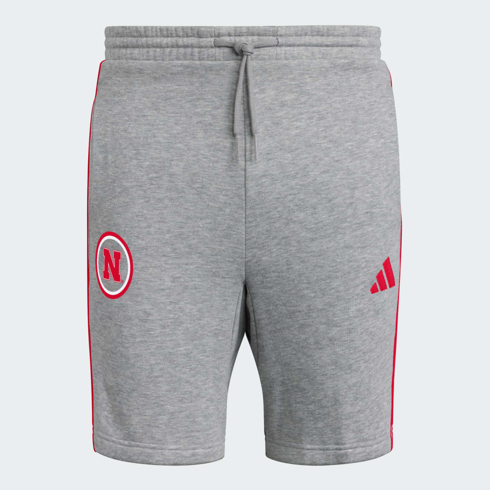 

Шорты Adidas Nebraska Cornhuskers Essentials 3-Stripes Short, цвет Medium Grey Heather/Team Power Red/Ncaa-Neb-7t8