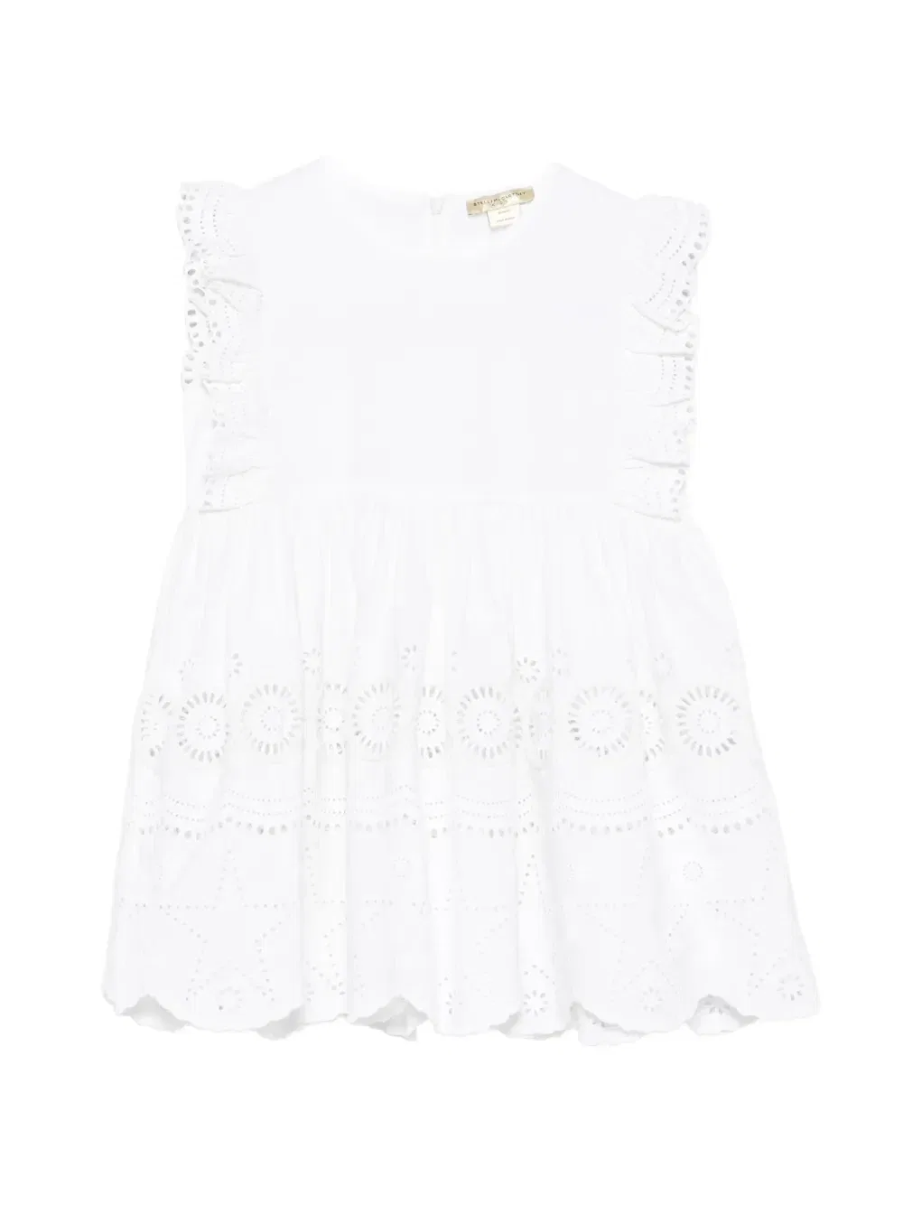 Топ с оборками на рукавах и вышивкой ришелье Stella McCartney Kids, белый