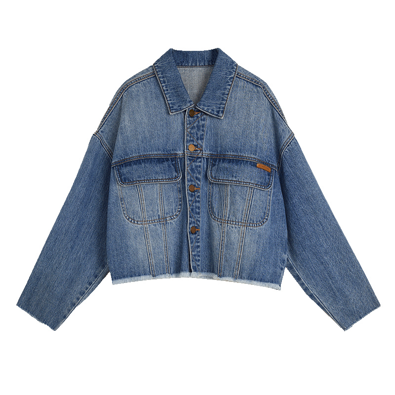 

ELLE Джинсовая куртка женская Blue Lapel, умеренно прямой крой