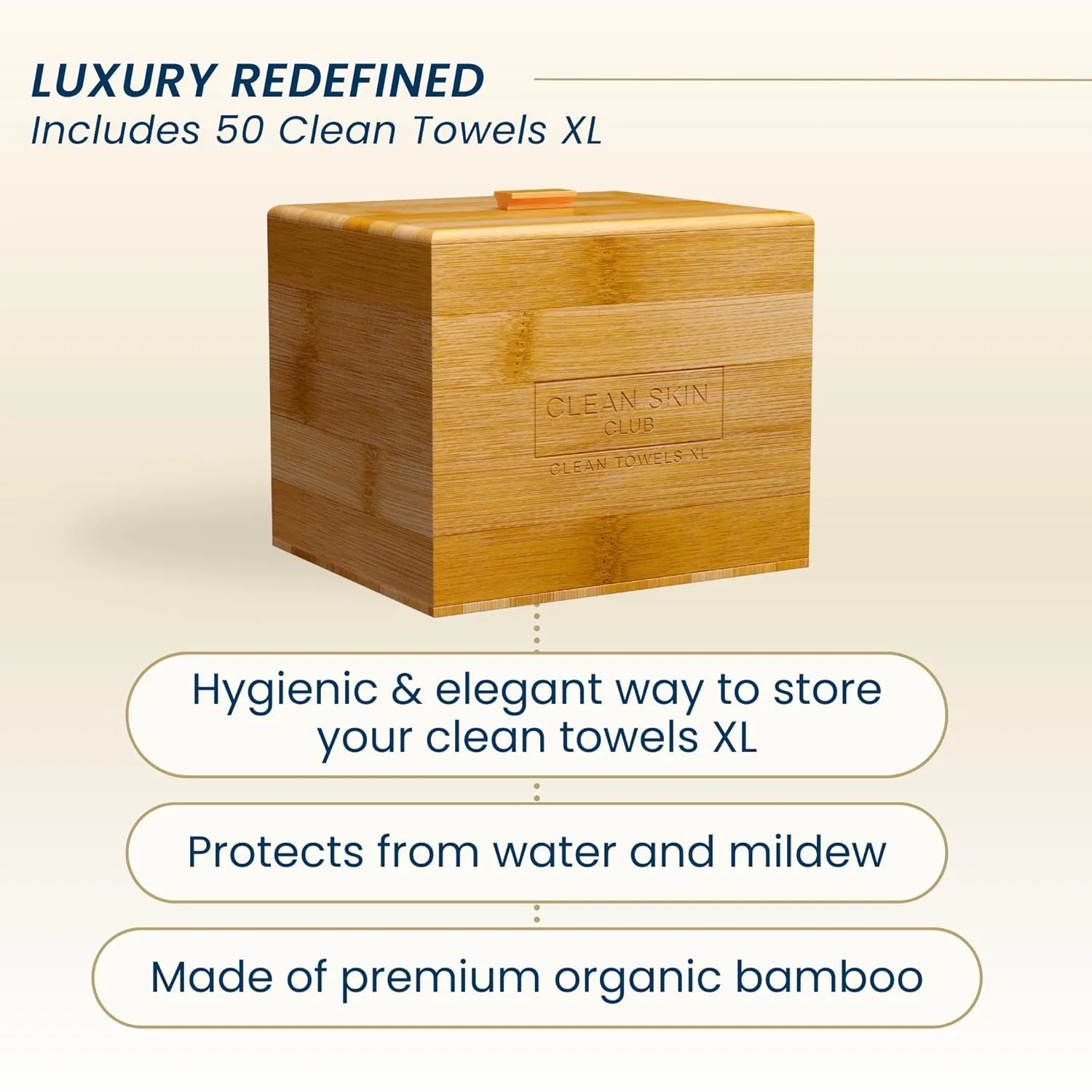 Бамбуковый контейнер Luxe с одноразовыми полотенцами Clean Towels Original XL от Clean Skin Club Clean Skin Club — фото 2