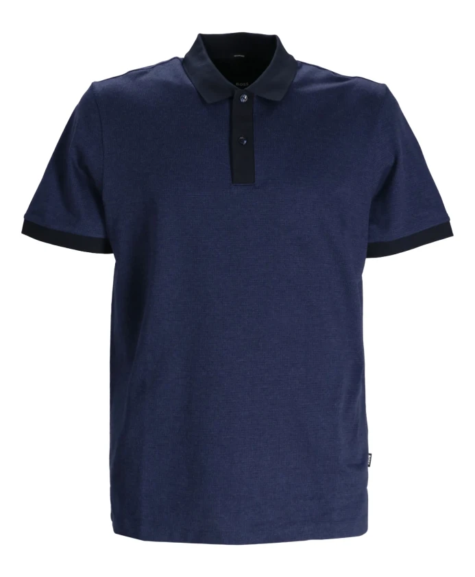 

Хлопковая рубашка-поло с двумя пуговицами. Hugo, синий