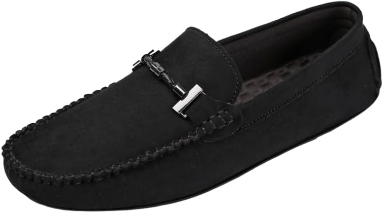 

Мужские лоферы, мягкая резиновая подошва, металлические элементы, удобные и дышащие, подходят для повседневной носки или работы Hoalox, черный