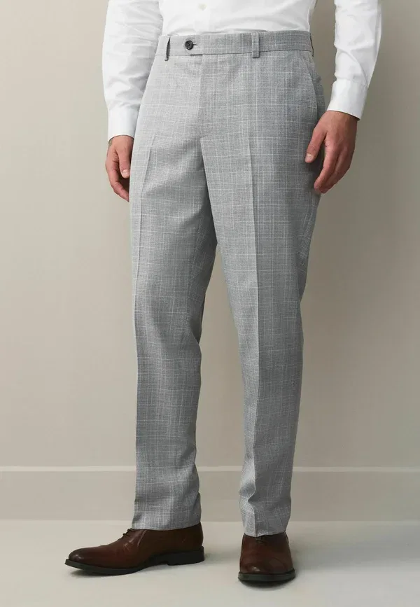 Брюки Next Regular fit textured check smart, светло-серый