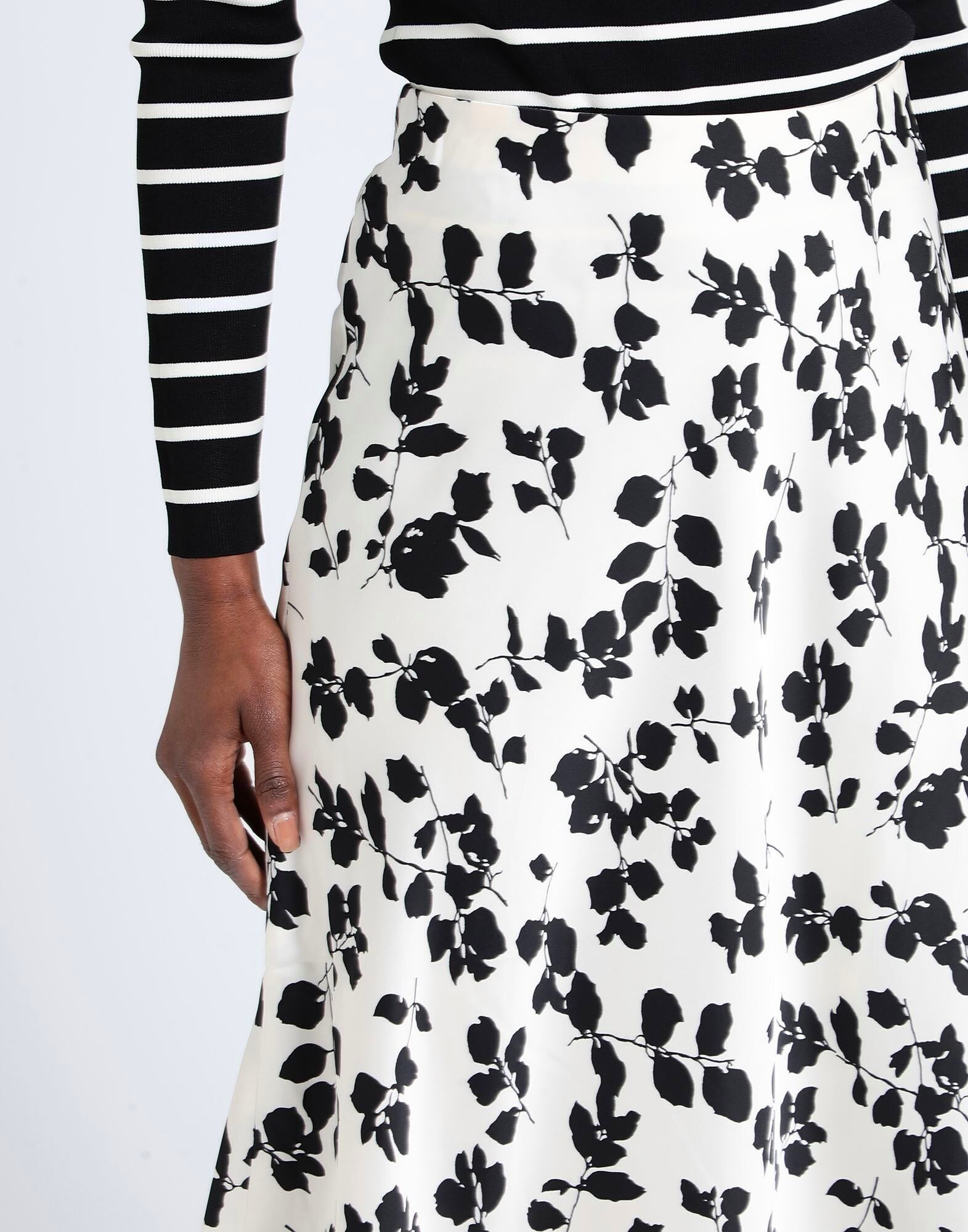 Юбка миди Leaf-Print Charmeuse Midi Skirt Ralph Lauren, айвори — фото 4