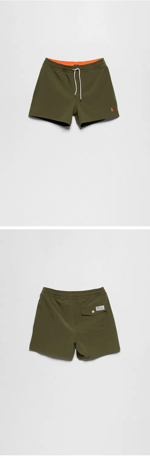 Мужские плавательные шорты Traveler Slim Fit длиной 11.4 см тёмно-зелёного цвета от Polo Ralph Lauren — фото 3