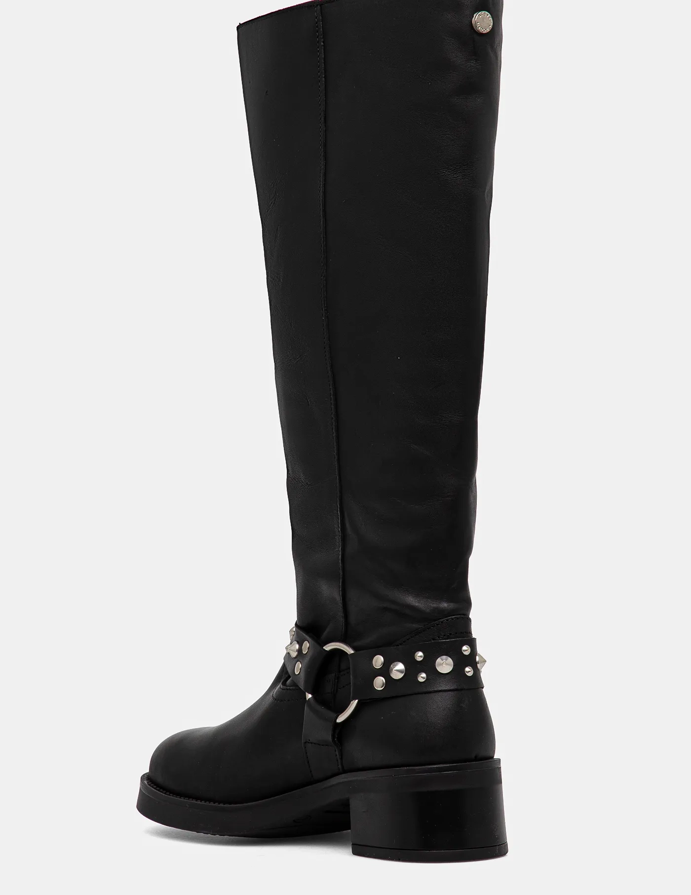 Женские сапоги Steve Madden Brenna из кожи с заклепками, черный — фото 4