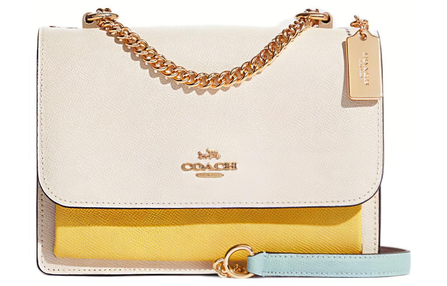 

Coach Сумка-саквояж Klare из кожи, портативная сумка через плечо, сумка на плечо, маленькая, женская, бело-желтая