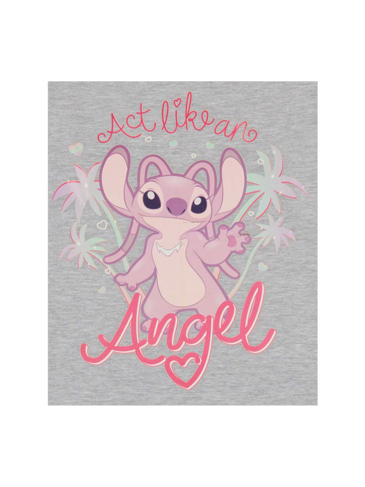 ONOMATO! Футболка с длинными рукавами Stitch Angel серого цвета — фото 3