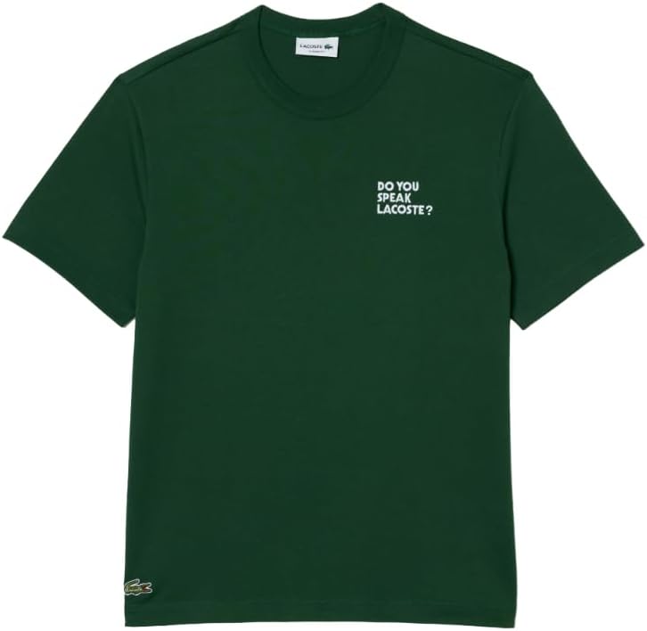 Мужская футболка Lacoste Classic Fit с круглым вырезом и коротким рукавом с графическим принтом, Appalachan Green Print