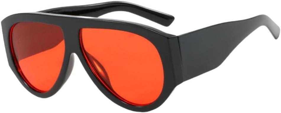 

Винтажные большие солнцезащитные очки-пилот для женщин и мужчин, с крупной оправой, ветрозащитные, популярные панк-очки с защитой от УФ-излучения UV400 UJNHGQ, Black Red