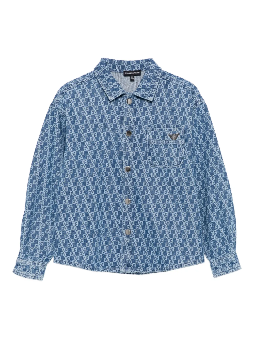 

Джинсовая рубашка с монограммой Emporio Armani Kids, синий