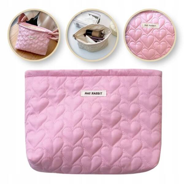 

Однокамерная стеганая косметичка ECARLA Hearts Pink KS120R