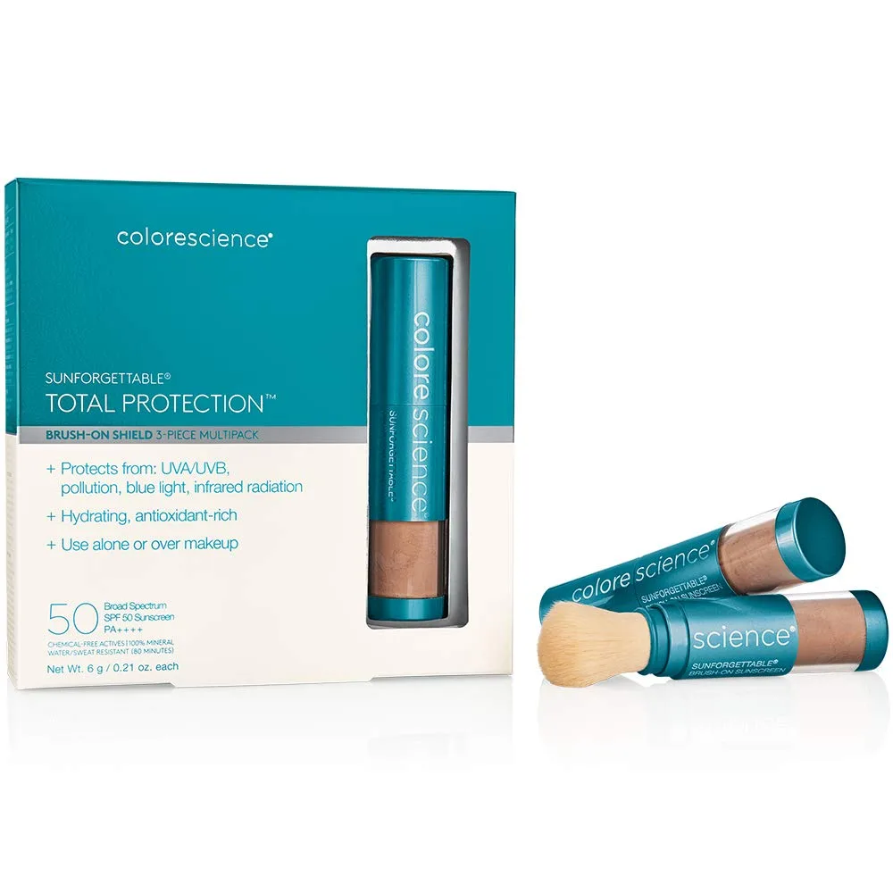 Минеральная солнцезащитная пудра Colorescience с кисточкой для чувствительной кожи, Deep Multipack