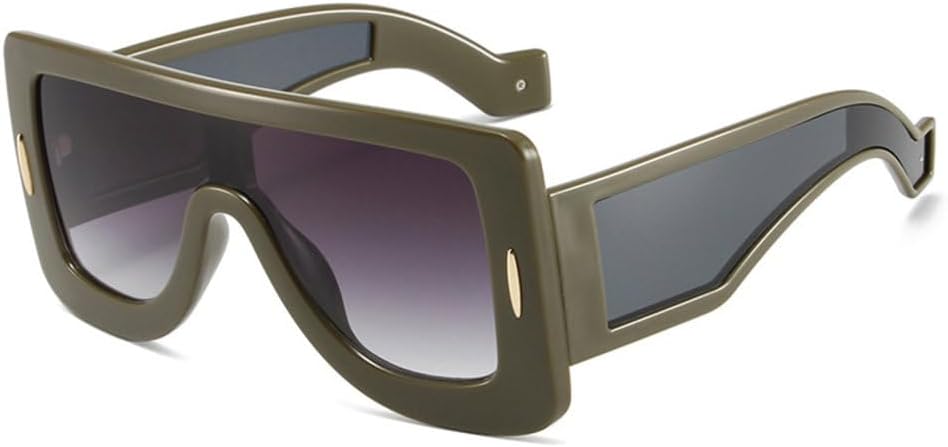 

Модные большие цельные солнцезащитные очки для мужчин, цветные зеркальные очки-маски UV400, женские роскошные солнцезащитные очки с заклепками LVTFCO, Brown Green Gray