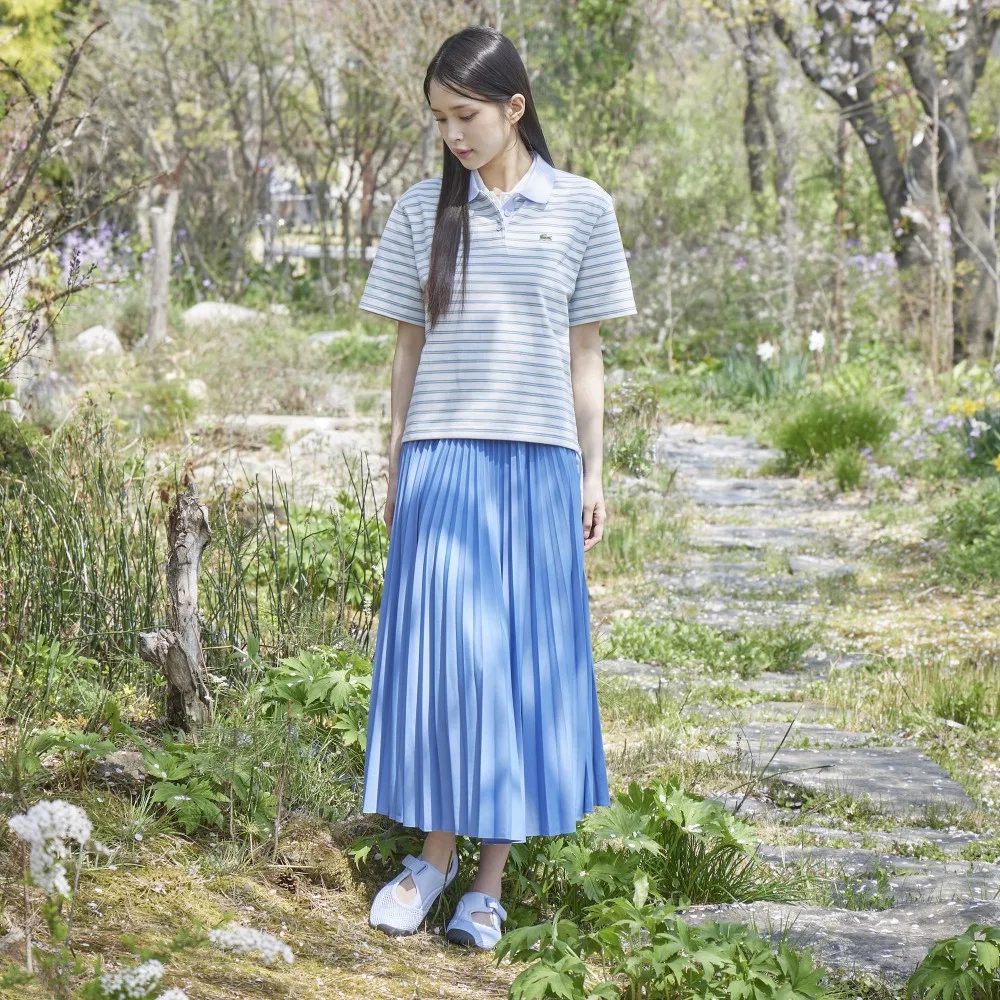 Юбка Lacoste Essential плиссированная длинная, Turkish Blue
