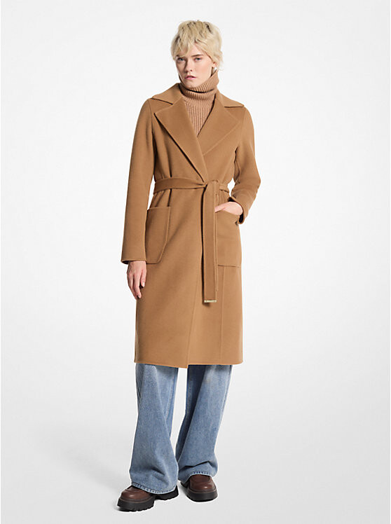 

Пальто-халат из смеси шерсти Michael Kors, коричневый
