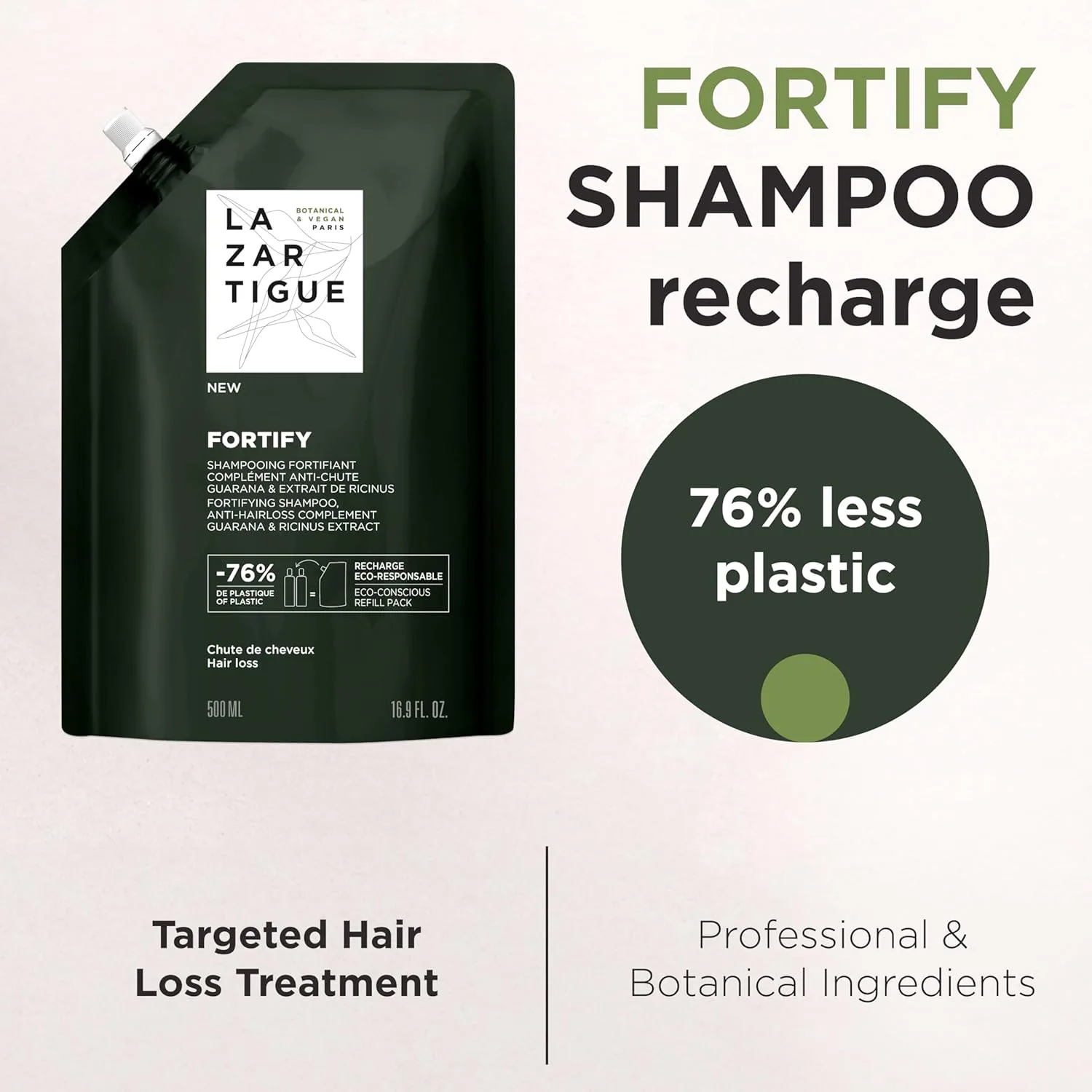 Шампунь для укрепления волос Lazartigue Fortify с гуараной и рицином, придает объем, для ежедневного использования, веганский, лимон 500 мл (1 шт.) — фото 2