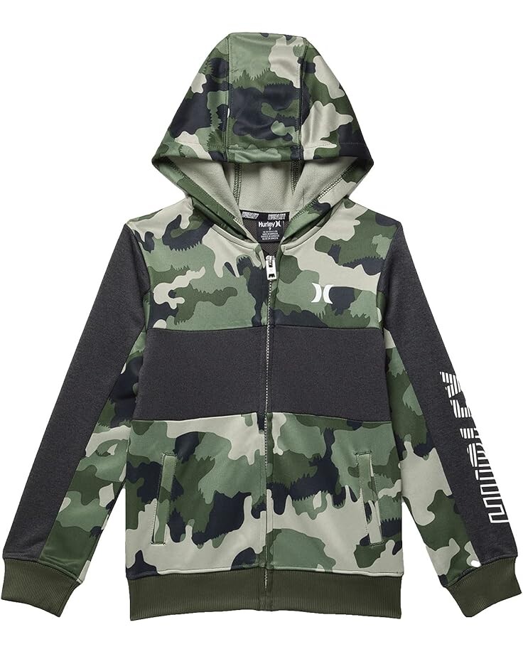 

Худи Hurley Kids H20 Dri-FIT Solar Zip Hoodie, цвет Green Camo