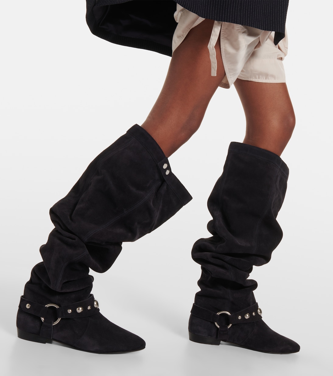 Замшевые сапоги выше колена Selize Isabel Marant, Faded Black — фото 4