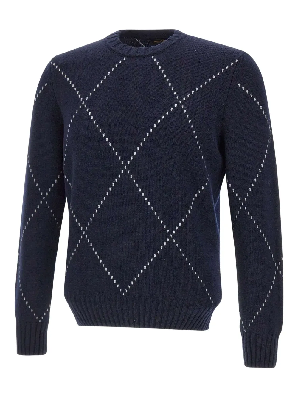 

Свитер с круглым вырезом и ромбовидным узором Gran Sasso, синий