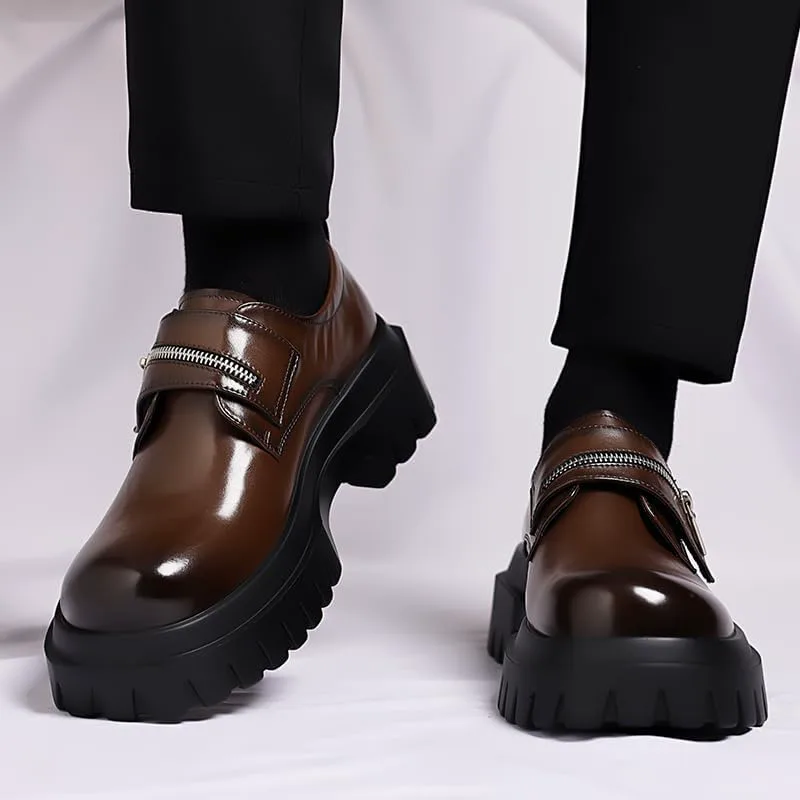 Туфли Men's Fashionable Lightweight Thick-Soled Casual Leather Shoes TGRNFHKPYY, коричневый — фото 3