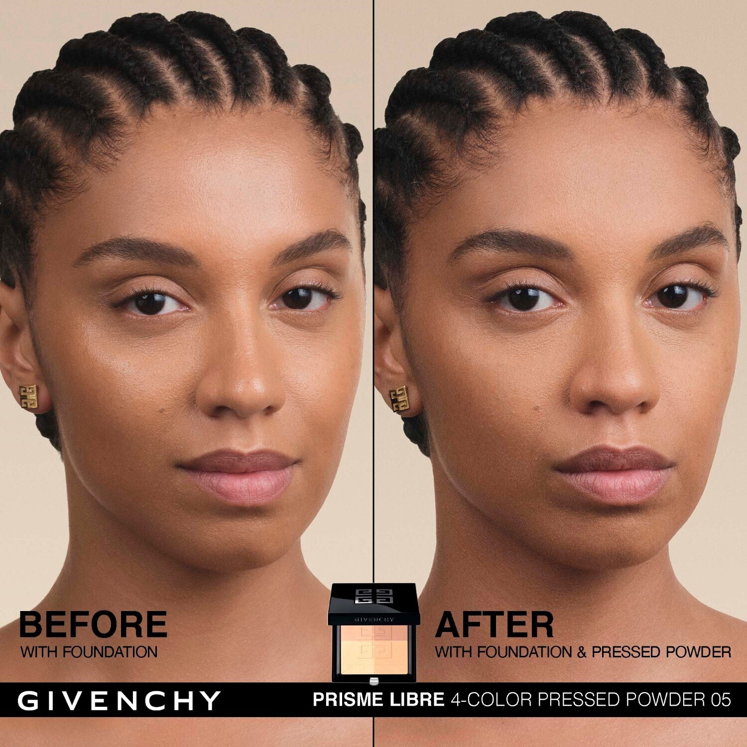 Пудра для лица prisme libre 4-color pressed powder Givenchy, n05 - popeline mimosa, вес 7 гр. — фото 2
