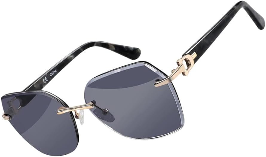 

Модные женские солнцезащитные очки 2027 года: безободковые солнцезащитные очки с геометрическим узором, алмазной огранкой, градиентными линзами и защитой от УФ-излучения MTZJH, One Color