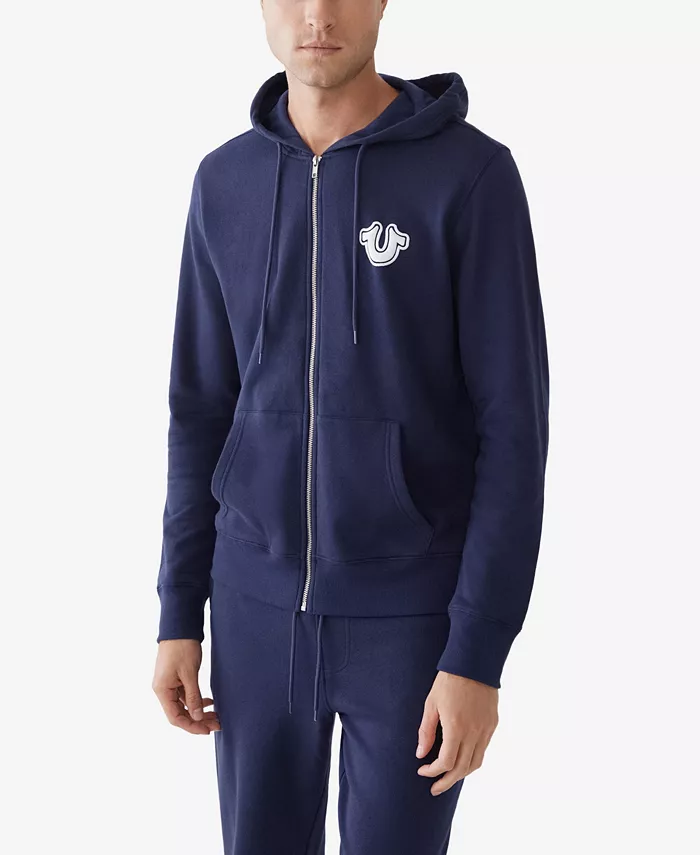 

Мужская худи с молнией спереди и логотипом Core True Religion, синий